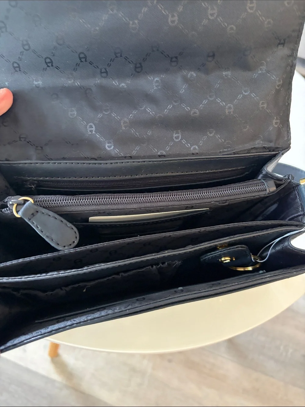 Navy Leather Etienne Aigner Crossbody Bag New w/Tags